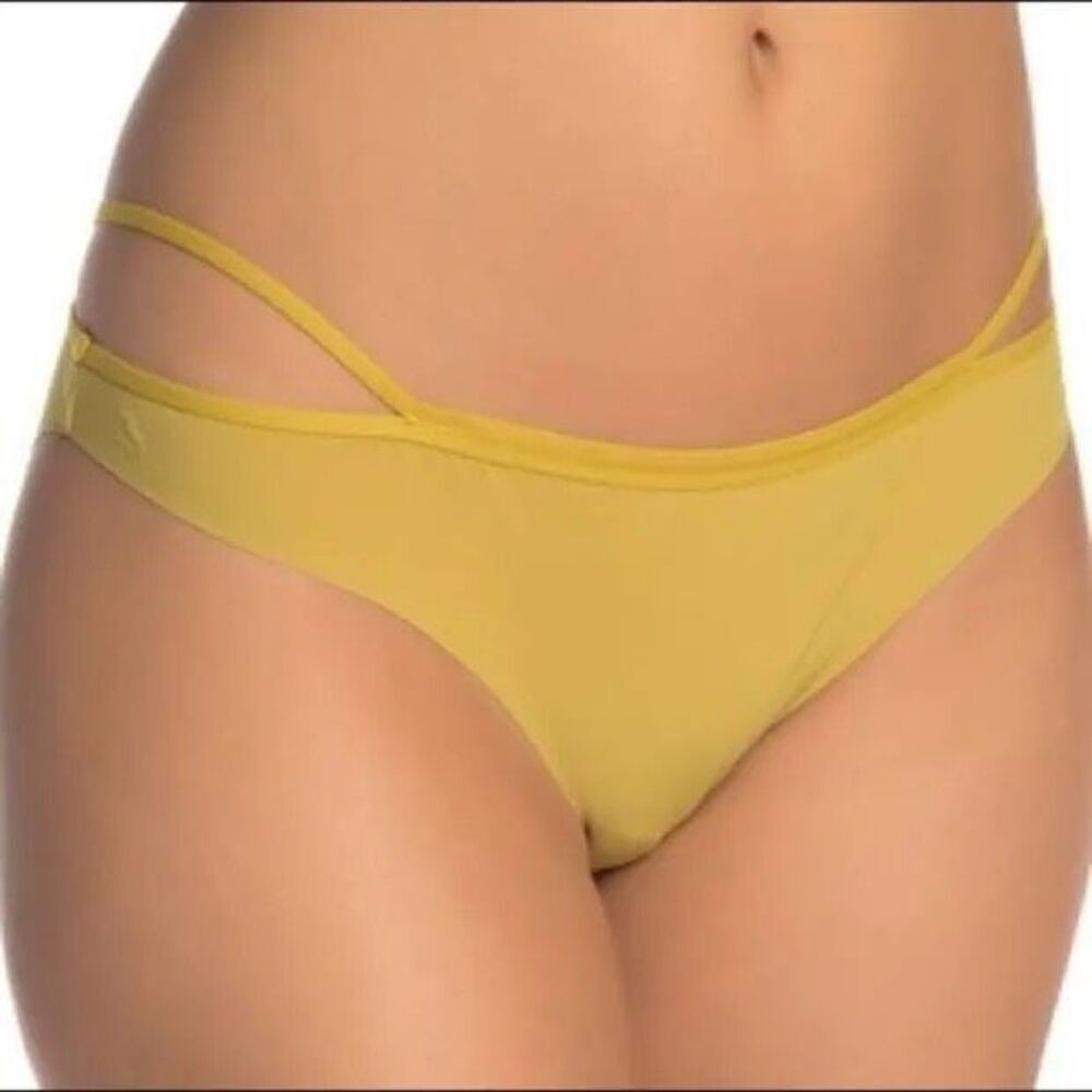 Free People Intimately Zoey Bikini Cutout Undies in Yellow Marsh, XS